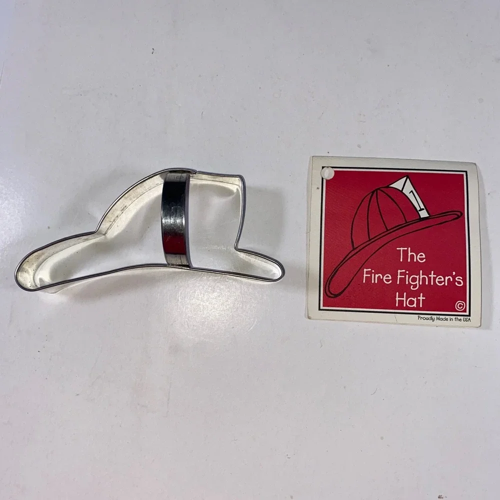 Firefighter Hat Cookie Cutter Vintage Metal‎ with Tag USA Made Novelty